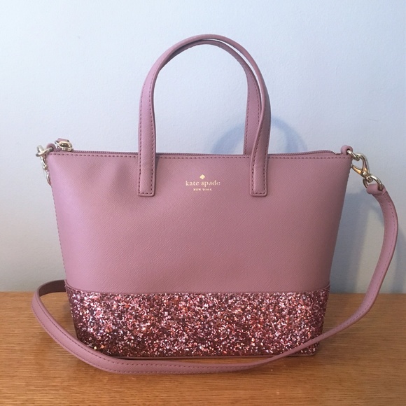 KATE SPADE Crossbody Glitter Satchel ~ Dusty Peony - Picture 3 of 8